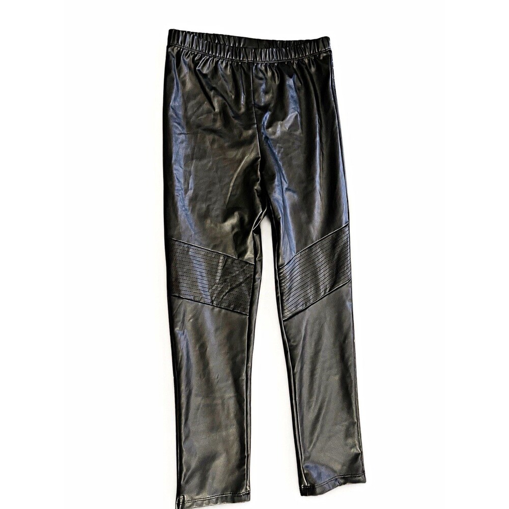 Disney Store Girls Black Faux Leather Look Ankle Leggings Polyester 7-8 Years